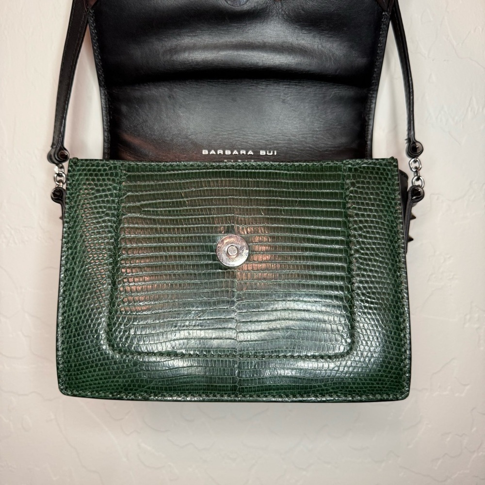 Barbara Bui Green Varanus Salvator Lizard Madness Crossbody Bag One Size - Picture 4 of 9